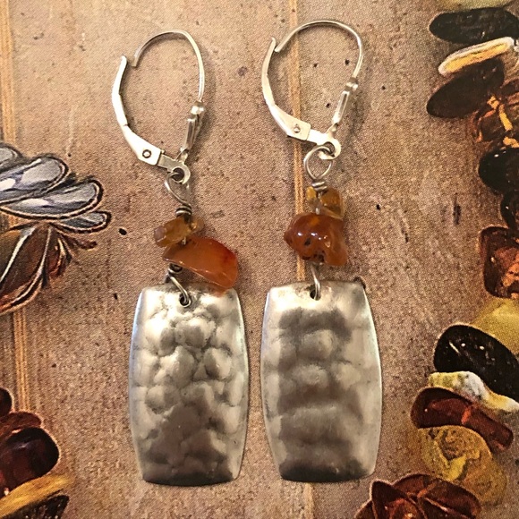 Rare Vintage Silpada Sterling Silver Citrine and Carnelian Stone Earrings W0887 - Picture 2 of 16